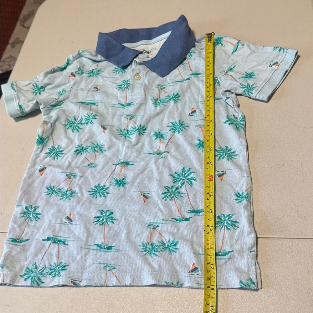 OshKosh B'gosh Green and Cream Polo Shirt size 8 #121/13tt
